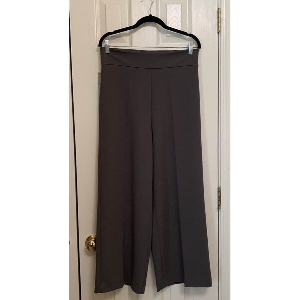 Fabrizio Gianni Womens Wide Leg Pants Size 8 Stretch Flare Gray Knit Comfort